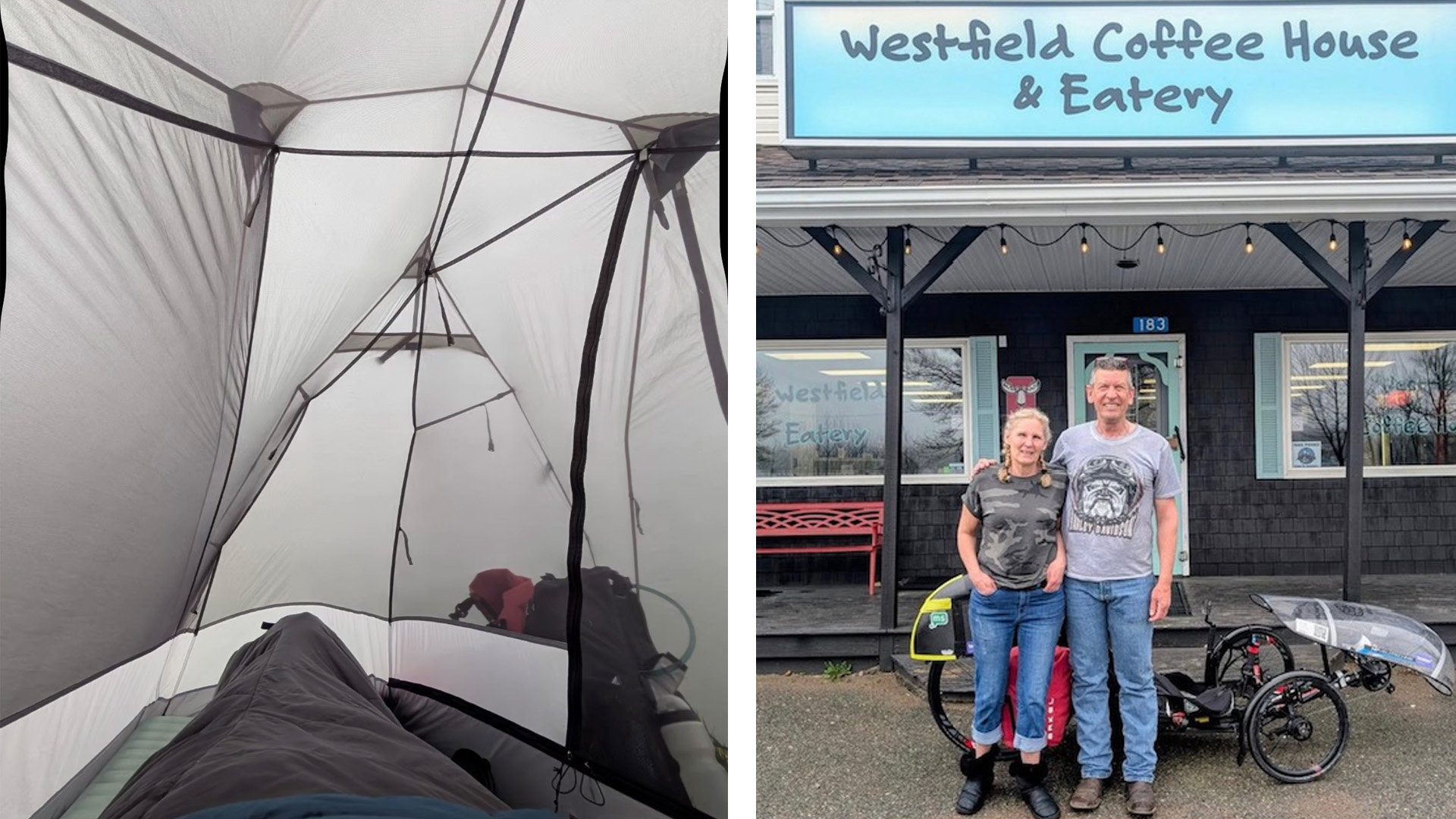 Dominic in his tent and some friendly faces along the way